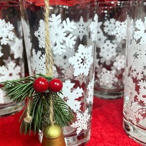 Libby Tumblers Snowflake Glass Vintage Christmas Highball USA